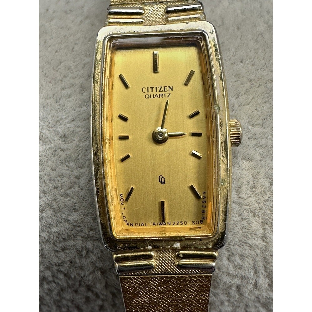 Citizen CQ 2250-S002284 Ladies Watch New Battery 13MM 6.25" Gold Tone Rare E80